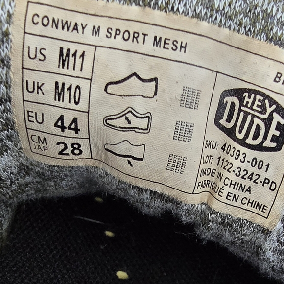 Hey Dude Conway Sport Mesh Slip On Sneakers White Black Speckles Mens Size 11 - Picture 11 of 11
